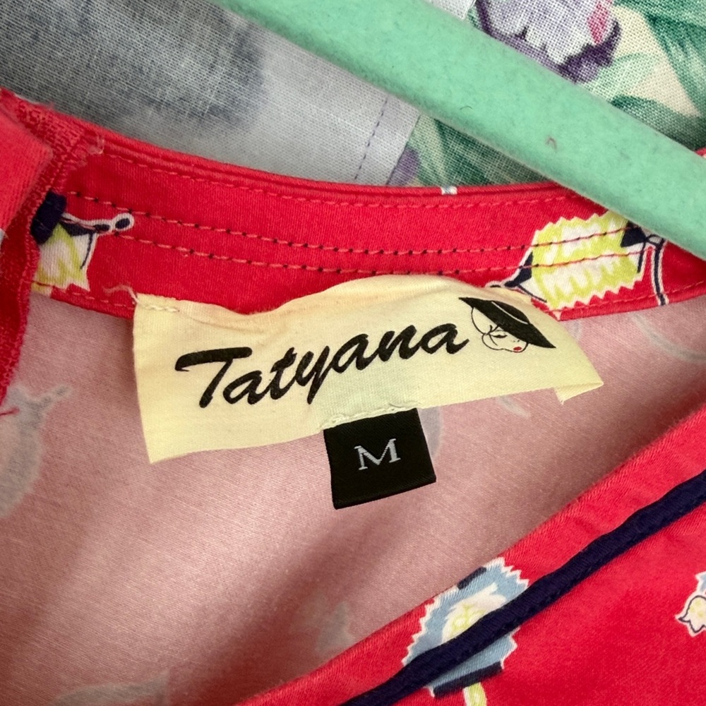 Tatyana Pink Sleeveless Folk Dance Print Romper with Navy Trim - Picture 2 of 6
